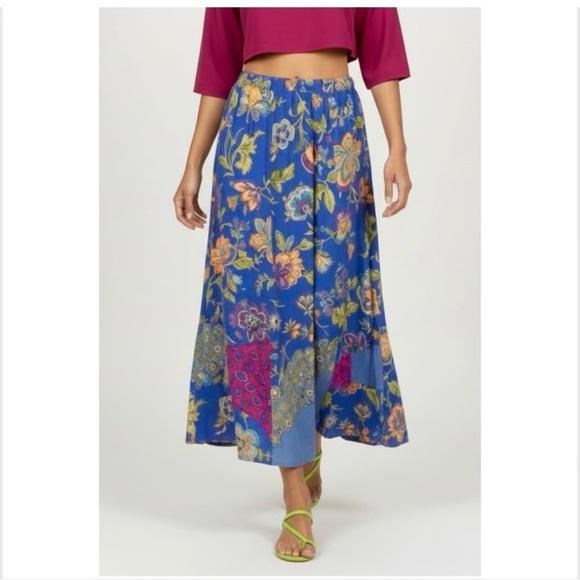 Carole Little plus Dresses & Skirts - Vintage 90’s Royal Blue Floral + Paisley Patchwork Boho Midi Skirt